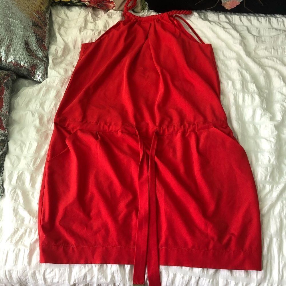 Orange high neck sundress
